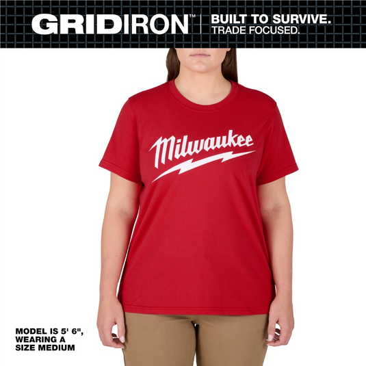 Milwaukee Tool Women's GRIDIRON Logo Tee - Short Sleeve -  Red -  S