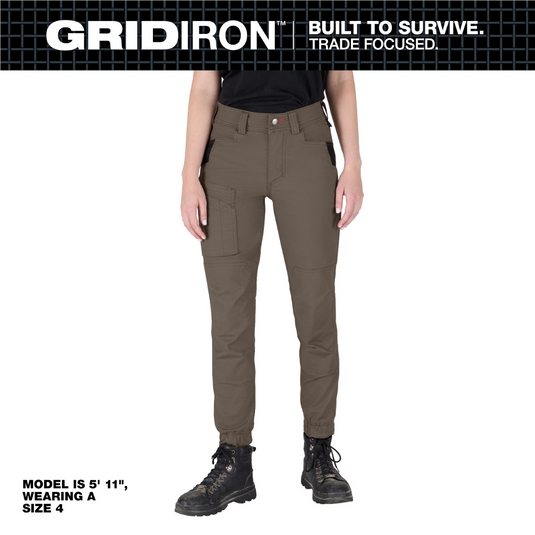 Milwaukee Tool Women's GRIDIRON Double Knee Jogger Pants - Brown - Size 8