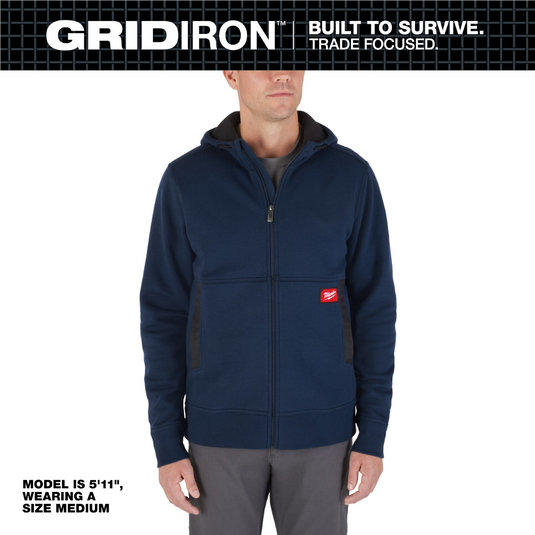 Milwaukee Tool GRIDIRON Full-Zip Hoodie- Blue- M