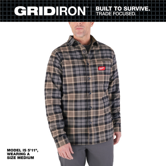 Milwaukee Tool GRIDIRON Flannel Shirt - Gray - 3X