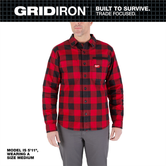 Milwaukee Tool GRIDIRON Flannel Shirt - Red - S