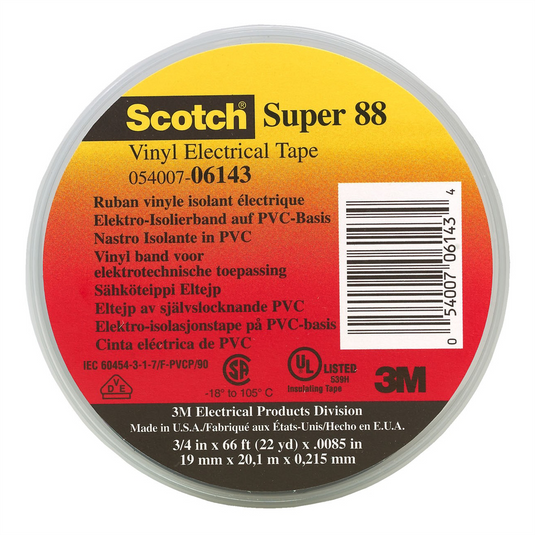 3M SCOTCH PREMIUM VINYL ELEC TAPE 88 GREY 10 ROLLS