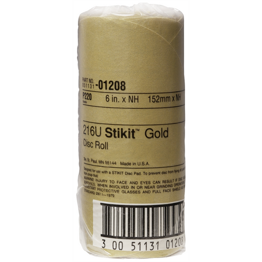 3M DISC ROLLS-GOLD STIKIT 6"" P220 75/ROLL 12/CS
