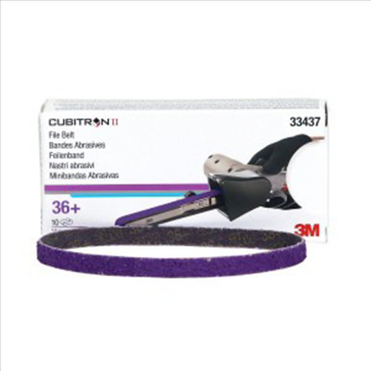 3M 3M™ Cubitron™ II File Belt; 33437; 36+; 10 mm x 330 mm (3/8 in x 13 in); 10 belts