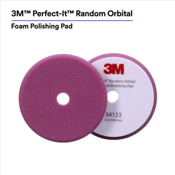 3M 3M™ Perfect-It™ Random Orbital Foam Polishing Pad 34123; 5 Inch (130 mm); Purple; 2 Pads/Bag