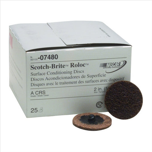 3M 3M Scotch Brite Roloc Surface Conditioning Discs; 2 inches; Coarse and Brown; 25 per Pack