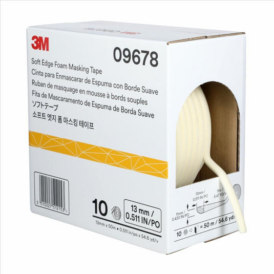 3M Soft Edge Foam Masking Tape; 09678; 1/2 in x 165 ft (13 mm x 50 m); 1 roll per box
