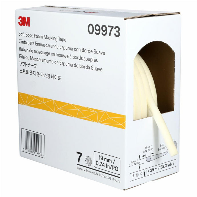3M Soft Edge Foam Masking Tape; White; 19 mm x 35 m; 09973