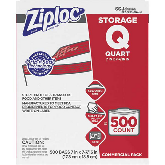 Msc Industrial Supply 500 Qty 1 Pack 500 Piece; 1 Quart Capacity; 8"" Long x 7"" Wide; Ziploc Storage Bag