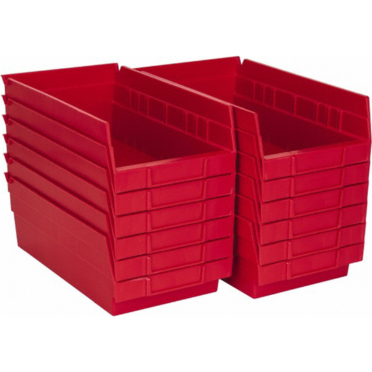 Msc Industrial Supply Shelf Bin; Red; 4 Inch x 11 5/8 Inch x 6 5/8 inch -12 Pack