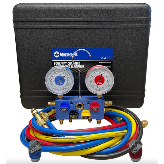 Mastercool R134A ALUM 4-WAY GAUGE SET W/CASE