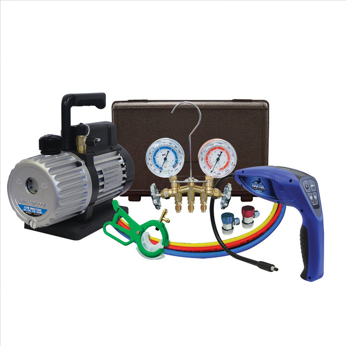 Mastercool 3 CFM Vacuum Pump with 55100-R Leak Detector