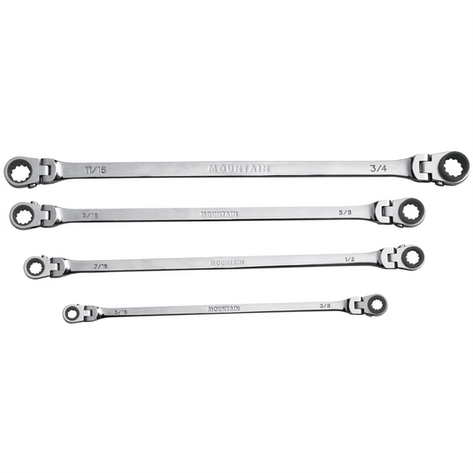 Mountain Flexible Reversible SAE Ratchet Wrench; 4-piece (12; 14; 16 & 18&rdquo;)