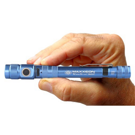 Maxxeon WorkStar 367 Rechargeable LED Zoom Penlight/Inspection Light USB-C; Blue