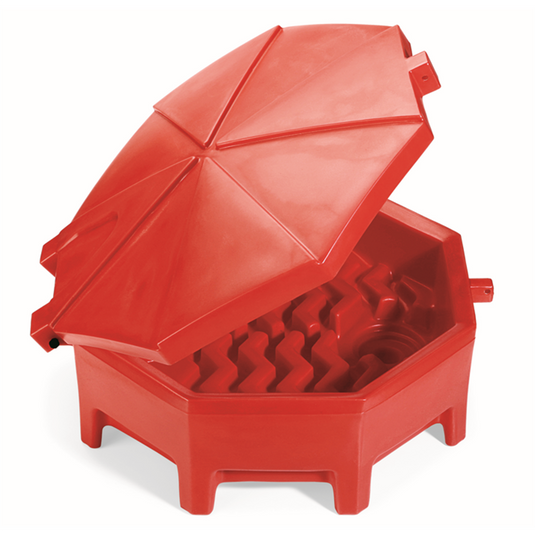 New Pig PIG Universal Poly Drum Funnel with Hinged Lid - Red