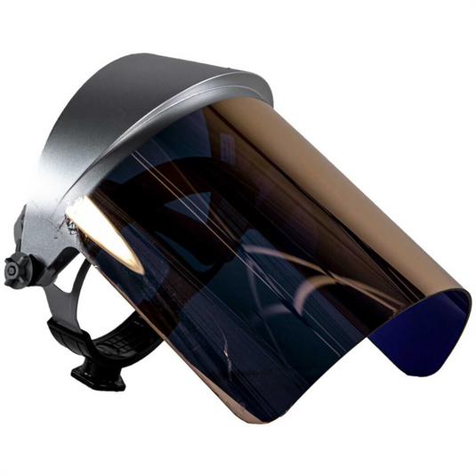 Oberon Face Shield with Ratcheting Headgear - Heat Reflective - Window: Cobolt Blue