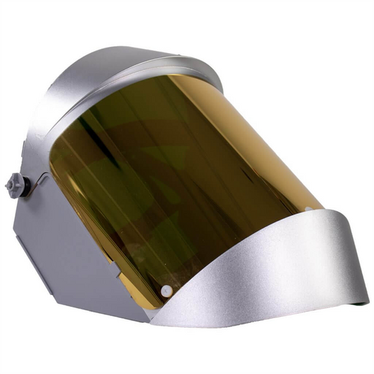 Oberon Face Shield with Ratcheting Headgear - Heat Reflective - Window: Dark Green Gold - With Lower Crown