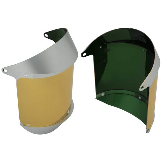 Oberon Face Shield Replacement Window - Polycarbonate - Dark Green Gold Heat Reflective - With Lower Crown