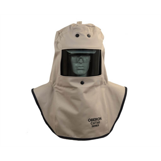 Oberon Hood with Hard Cap - Arc Flash - 40 Cal CAT&trade; - Canadian - Color: Khaki - Window: True Color Grey (TCG&trade;)