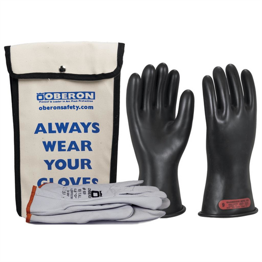 Oberon Glove Kit - Rubber Electrical - Class 0 - Length: 11"" -  Rolled Cuff - Size: Regular - 8