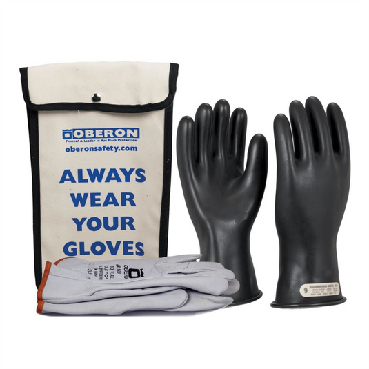 Oberon Glove Kit - Rubber Electrical - Class 00 - Length: 11"" -  Rolled Cuff - Size: Regular - 8