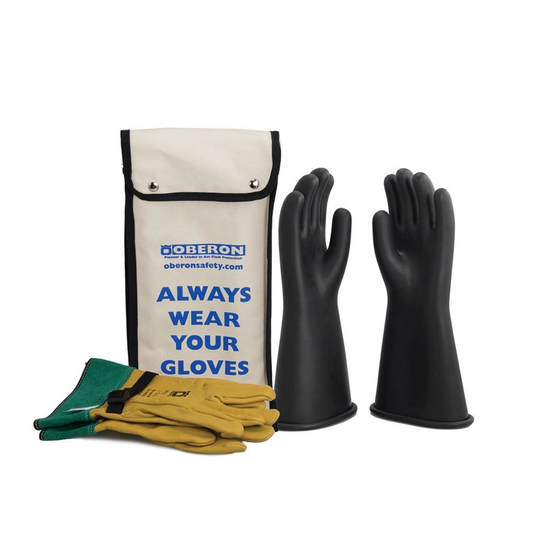 Oberon Glove Kit - Rubber Electrical - Class 1 - Length: 14"" -  Rolled Cuff - Size: Regular - 8