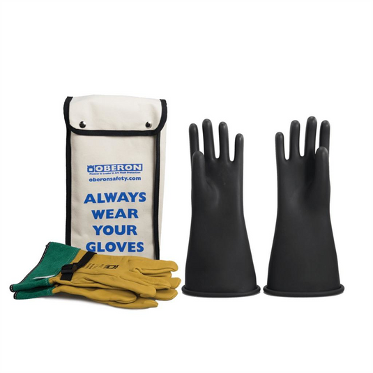 Oberon Glove Kit - Rubber Electrical - Class 2 - Length: 14"" -  Rolled Cuff - Size: Regular - 8