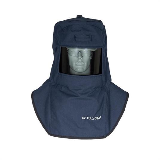 Oberon Hood with Hard Cap - Arc Flash - 40 Cal LAN&trade; - Color: Navy Blue - Window: True Color Grey (TCG&trade;)