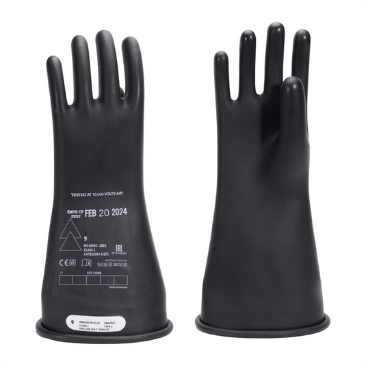 Oberon Gloves - Rubber Electrical - Class 1 - Length: 14"" -  Rolled Cuff - Size: X-Large - 11