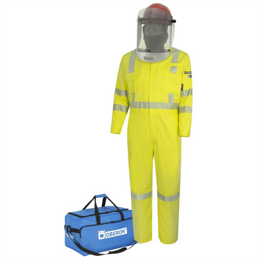 Oberon Suit Kit - Arc Flash - 10 Cal TCG&trade; - Comes with Hard Cap and Face Shield; Balaclava; Coveralls; and Storage Bag - Color: Hi-Vis Yellow - Size: Small