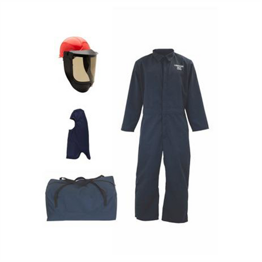 Oberon Bag Kit - Arc Flash - 12 Cal TCG2P&trade; - EZ Lift PPE - Comes With Coveralls; Hard Cap; Face Shield; Balaclava & Storage Bucket - Color: Navy Blue - Size: 2XL