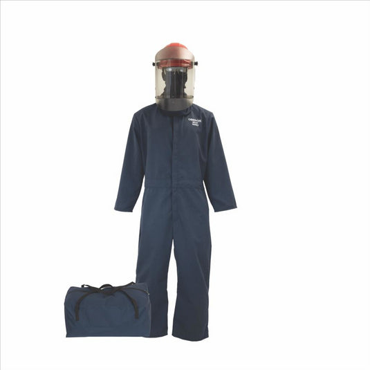 Oberon Bag Kit - Arc Flash - 12 Cal TCG2P™ - Comes With Coveralls; Hard Cap; Face Shield; Balaclava & Storage Bucket - Color: Navy Blue - Size: 2XL Extra Short