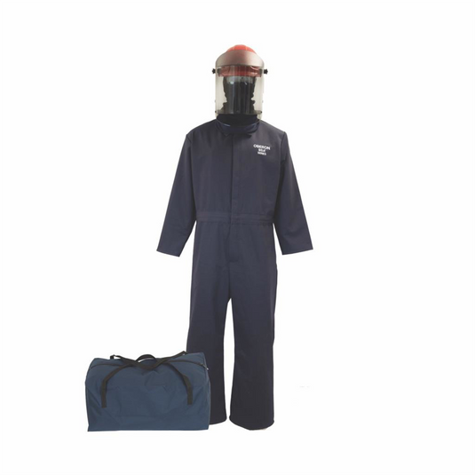 Oberon Bag Kit - Arc Flash - 30 Cal TCG&trade; - Comes With Coveralls; Hard Cap; Face Shield; Balaclava & Storage Bucket - Color: Navy Blue - Size: 4XL
