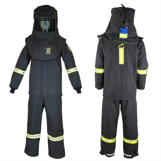 Oberon Suit Kit - Arc Flash - 40 Cal TCG&trade; - Comes with Hood; Coat and Bib Coveralls - With Escape Strap - With Leg Zippers - Color: Black - Size: Medium