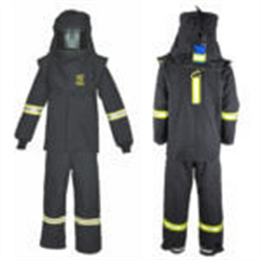 Oberon Suit Kit - Arc Flash - 75 Cal TCG&trade; - Comes with Hood; Coat; Bib Coveralls and  Fresh Air Arc Flash Hood Ventilation System - With Escape Strap - Color: Black - Size: Large