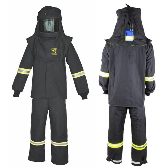 Oberon Suit Kit - Arc Flash - 75 Cal TCG&trade; - Comes with Hood; Coat and Bib Coveralls - Color: Black - Size: Large