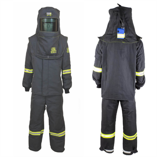 Oberon Suit Kit - Arc Flash - 140 Cal TCG&trade; - Comes with Hood; Coat; Bib Coveralls and Fresh Air Arc Flash Hood Ventilation System & Light - Color: Black - Size: Small