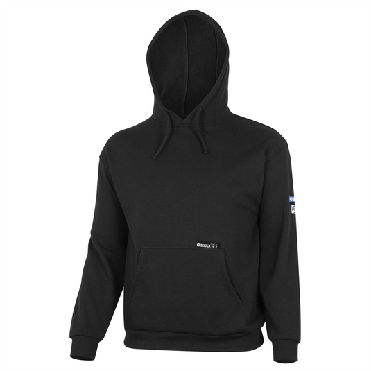 OBERON Hoodie - 100% FR/Arc-Rated Heavyweight 12 oz Cotton Fleece - Pullover - Black - Size: 2XL