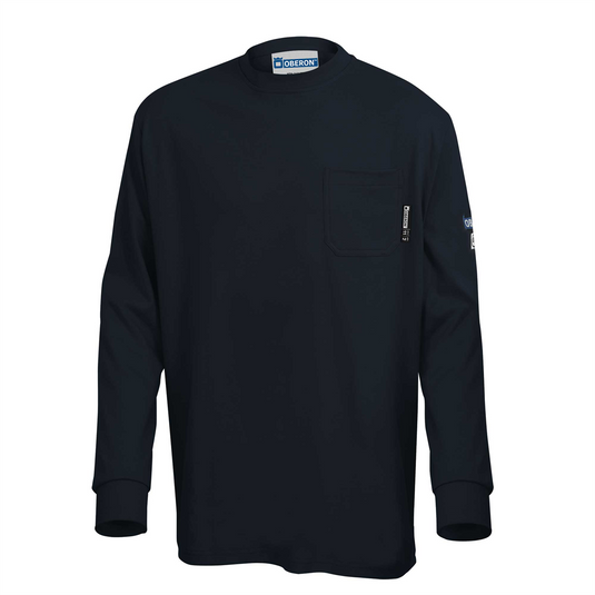 OBERON T-Shirt - 100% FR/Arc-Rated 7 oz Cotton Interlock - Long Sleeves - Navy - Size: S