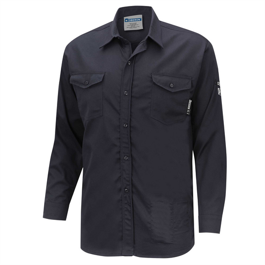 OBERON Button Up Shirt - FR/Arc-Rated 7.5 oz 88/12 - Navy - Size: S