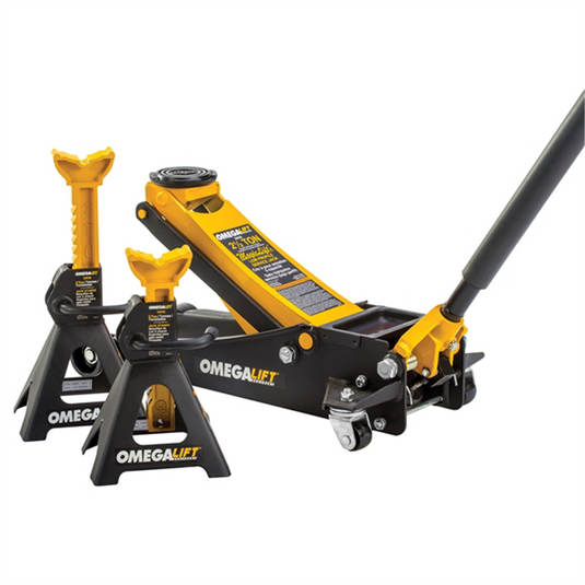 Omega Lift Equipment 2-1/2 Ton Magic Lift Service Jack And 3 Ton Jack Stands Combo