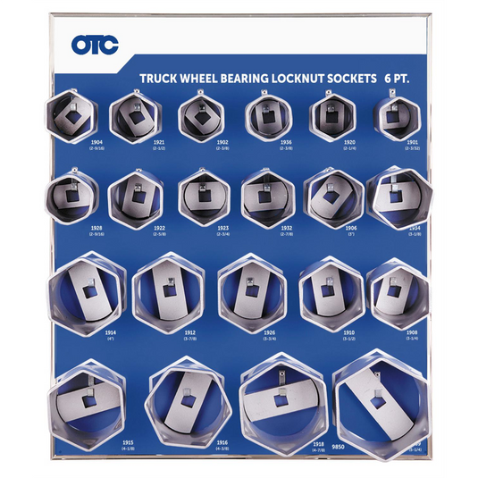 OTC 6-pt Wheel Bearing Locknut Sockets with Tool Board