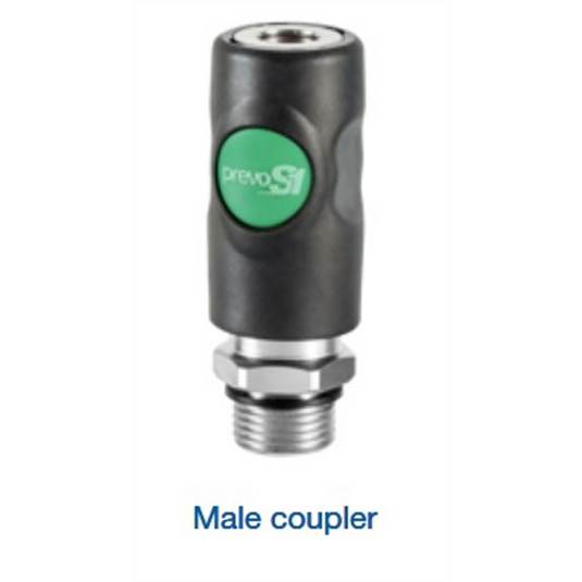 Prevost 1/4 Inch Male NPT PrevoS1 ESI 07 High Flow 3/8 Inch Composite Body Coupler on Plate for Compressed Air