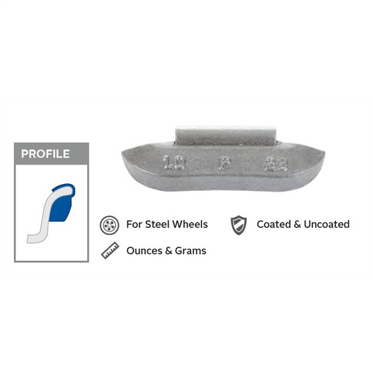 Wegmann Automotive 0.75 oz Lead Uncoated Clip-on P Black Series Wheel Weight (Box of 50)