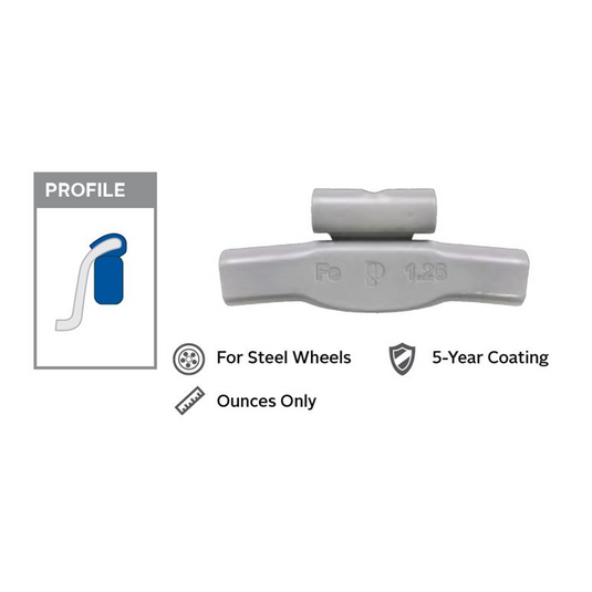 Wegmann Automotive 1 oz Steel Coated Clip-on PFE Black Series Wheel Weight (Box of 25)