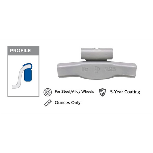 Wegmann Automotive 1.5 oz Steel Coated Clip-on TFE Gray Series Wheel Weight (Box of 25)