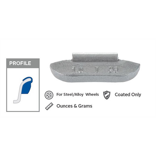 Wegmann Automotive 2.5 oz Lead Coated Clip-on TN Gray Series Wheel Weight (Box of 25)