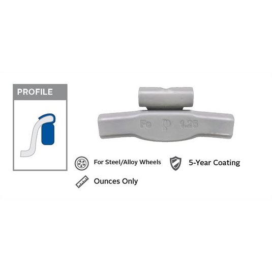 Wegmann Automotive 2.5 oz Zinc Coated Clip-on TZ Gray Series Wheel Weight (Box of 25)