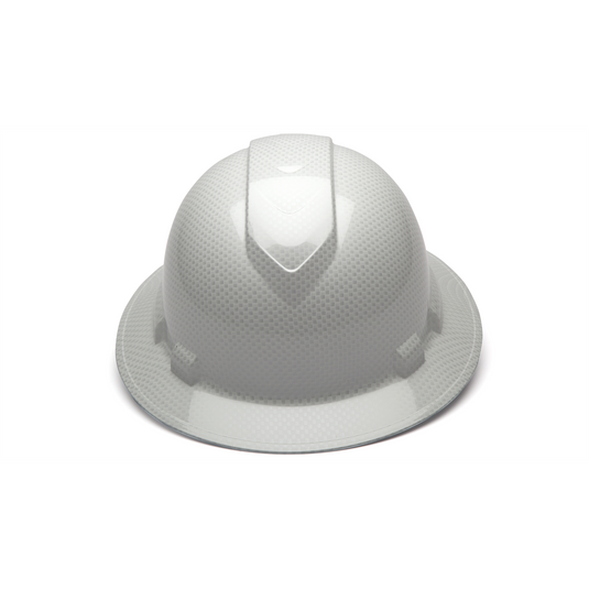Pyramex Ridgeline Hard Hat -Matte White Graphite Pattern - Ridgeline Cap Style 4Pt Ratchet Susp