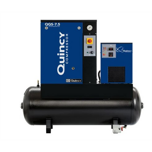Quincy Quincy QGS 7.5-HP 60- Gallon Tank Mounted Rotary Screw Air Compressor With Dryer 230/1/60